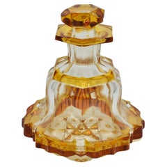 Antique Bohemian Amber Glass Perfume Bottle, Flacon, 19th Century