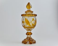Antique Bohemian Biedermeier Amber Glass Goblet, 19th Century