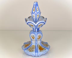 Antique Bohemian Biedermeier Overlay Opaline Glass Perfume Bottle, 19th Century