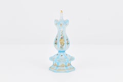 Antique Bohemian Biedermeier Overlay Opaline Glass Perfume Bottle, 19th Century