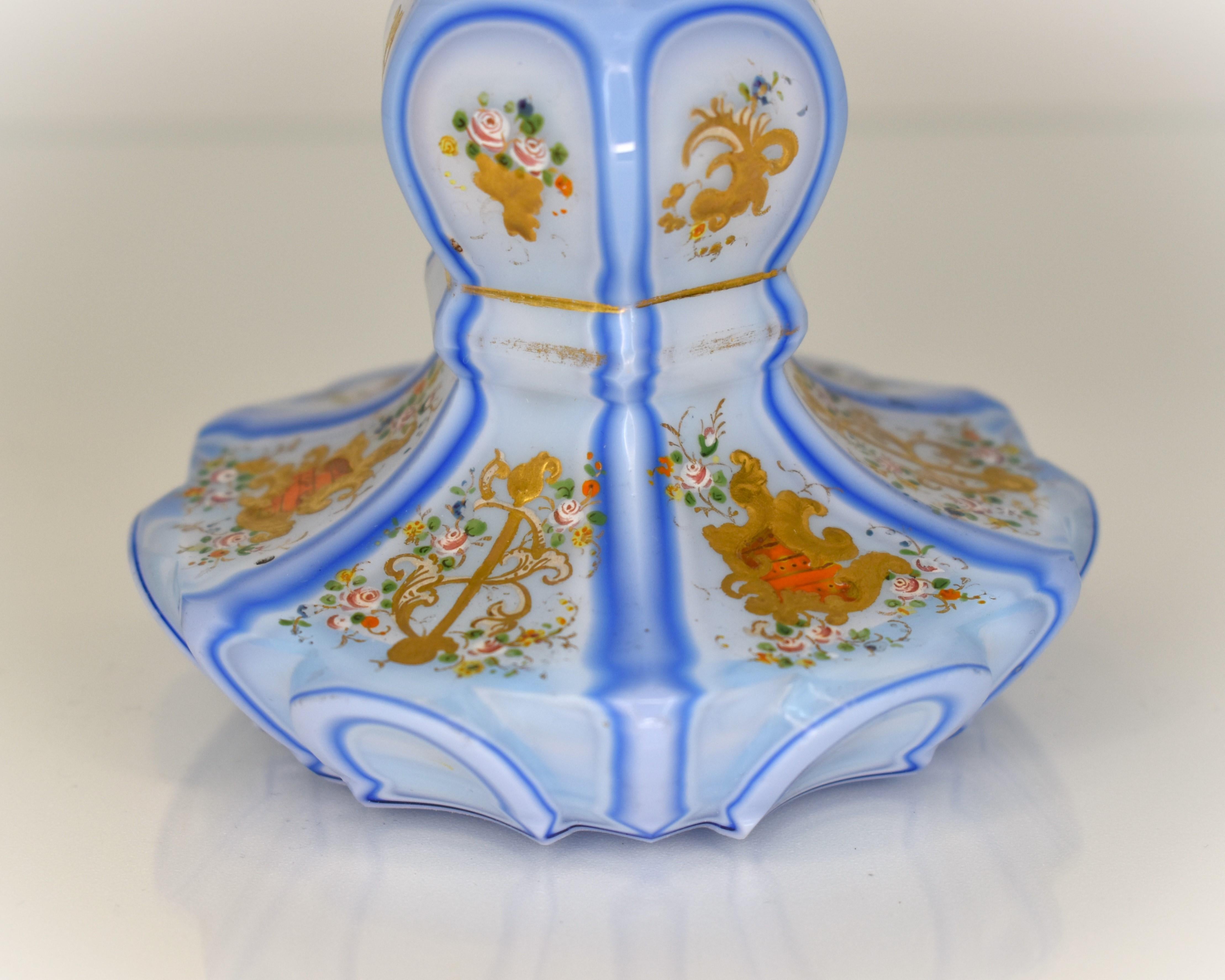 Antique Bohemian Biedermeier Overlay Opaline Glass Perfume Bottle, 19th Century In Good Condition In Rostock, MV