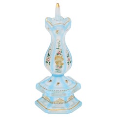Antique Bohemian Biedermeier Overlay Opaline Glass Perfume Bottle, 19th Century
