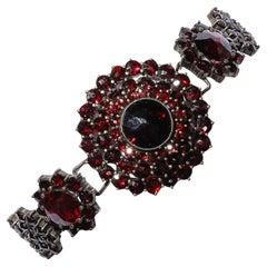 Antique Bohemian Bracelet Encrusted with Garnets in Garnet Gold Setting Antique Bohemian Bracelet Encrusted with Garnets in Garnet Gold Setting