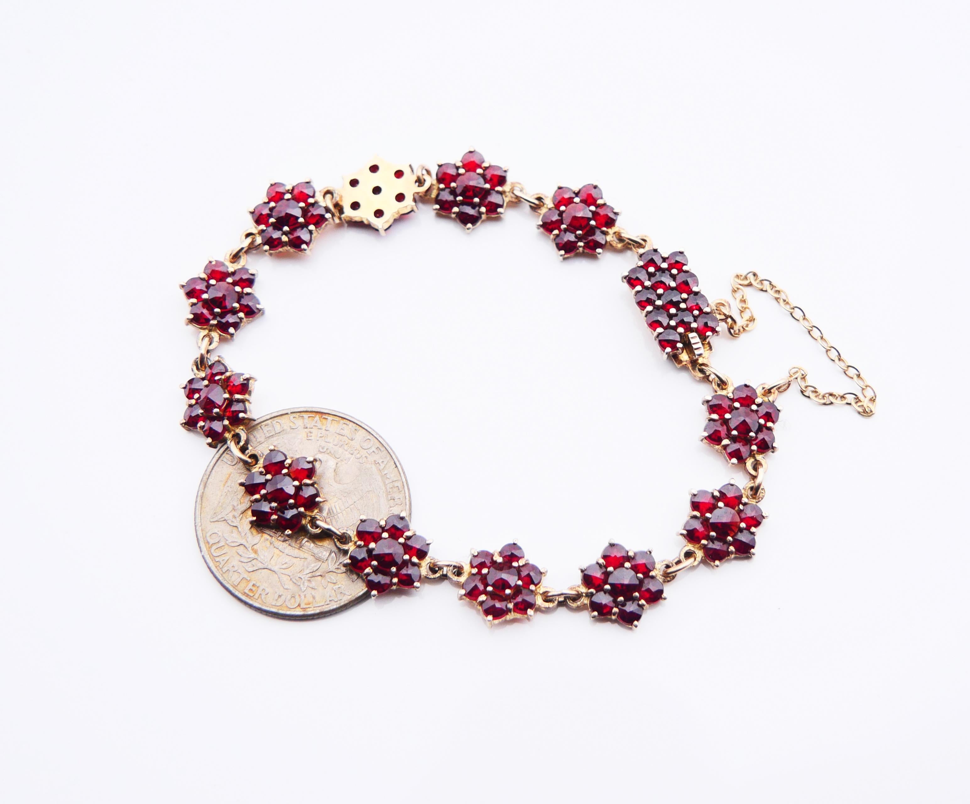 Antique Bohemian Bracelet Garnets Gilt Silver 17 cm/ 11.7 gr For Sale 5