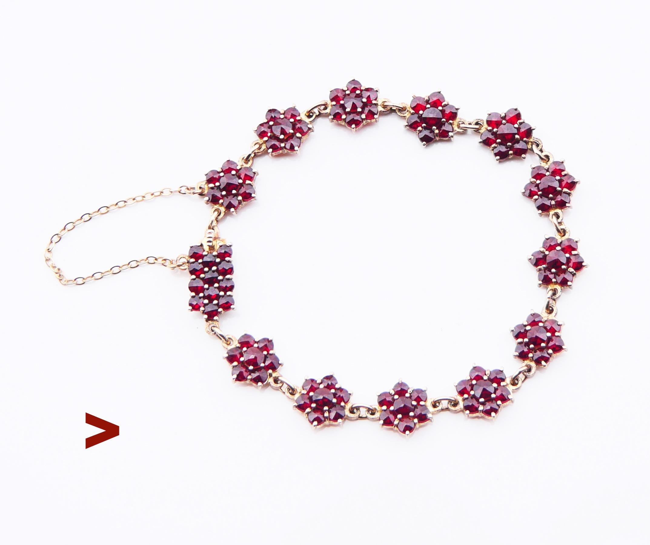 Antique Bohemian Bracelet Garnets Gilt Silver 17 cm/ 11.7 gr For Sale 1