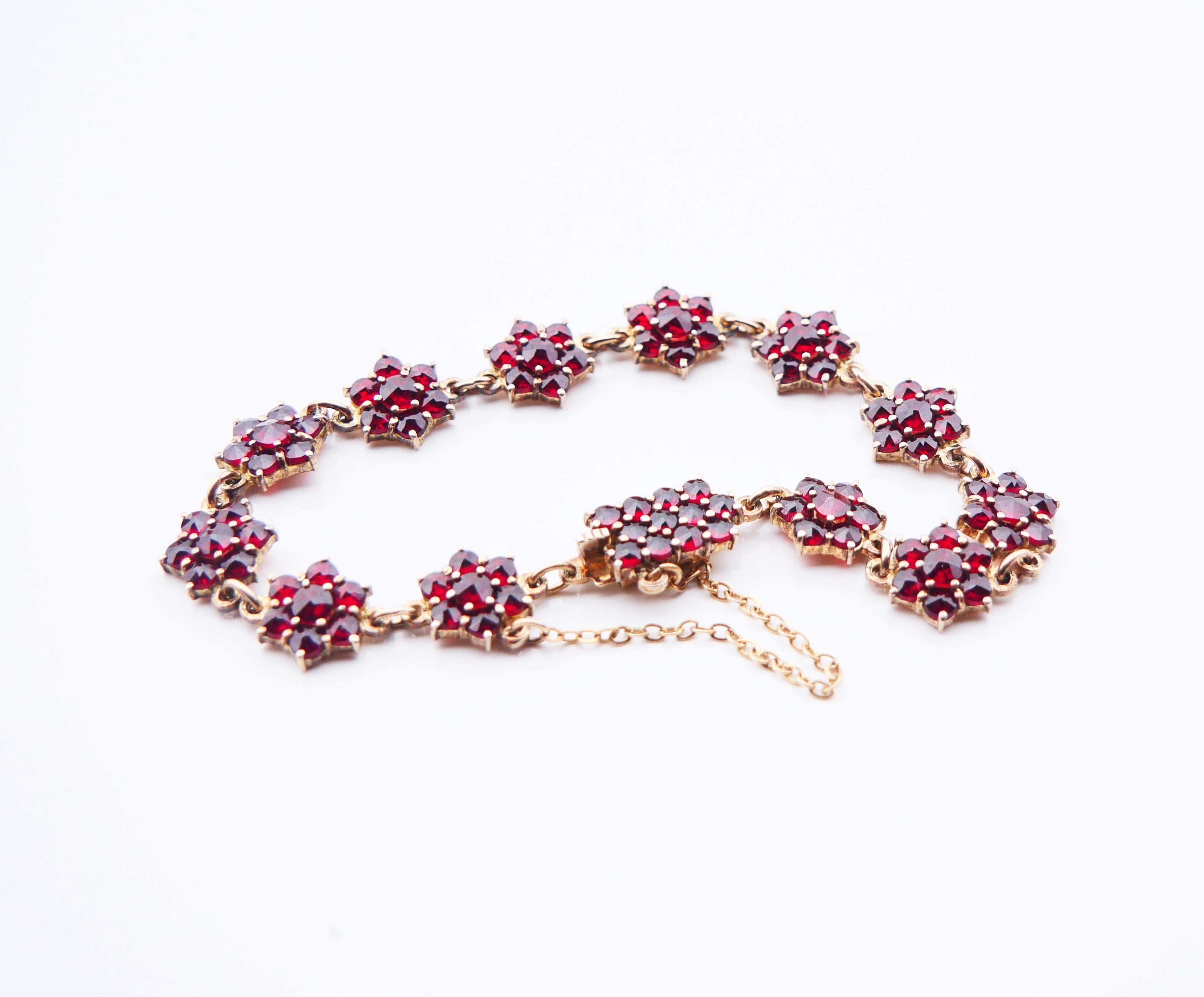 Antique Bohemian Bracelet Garnets Gilt Silver 17 cm/ 11.7 gr For Sale 3