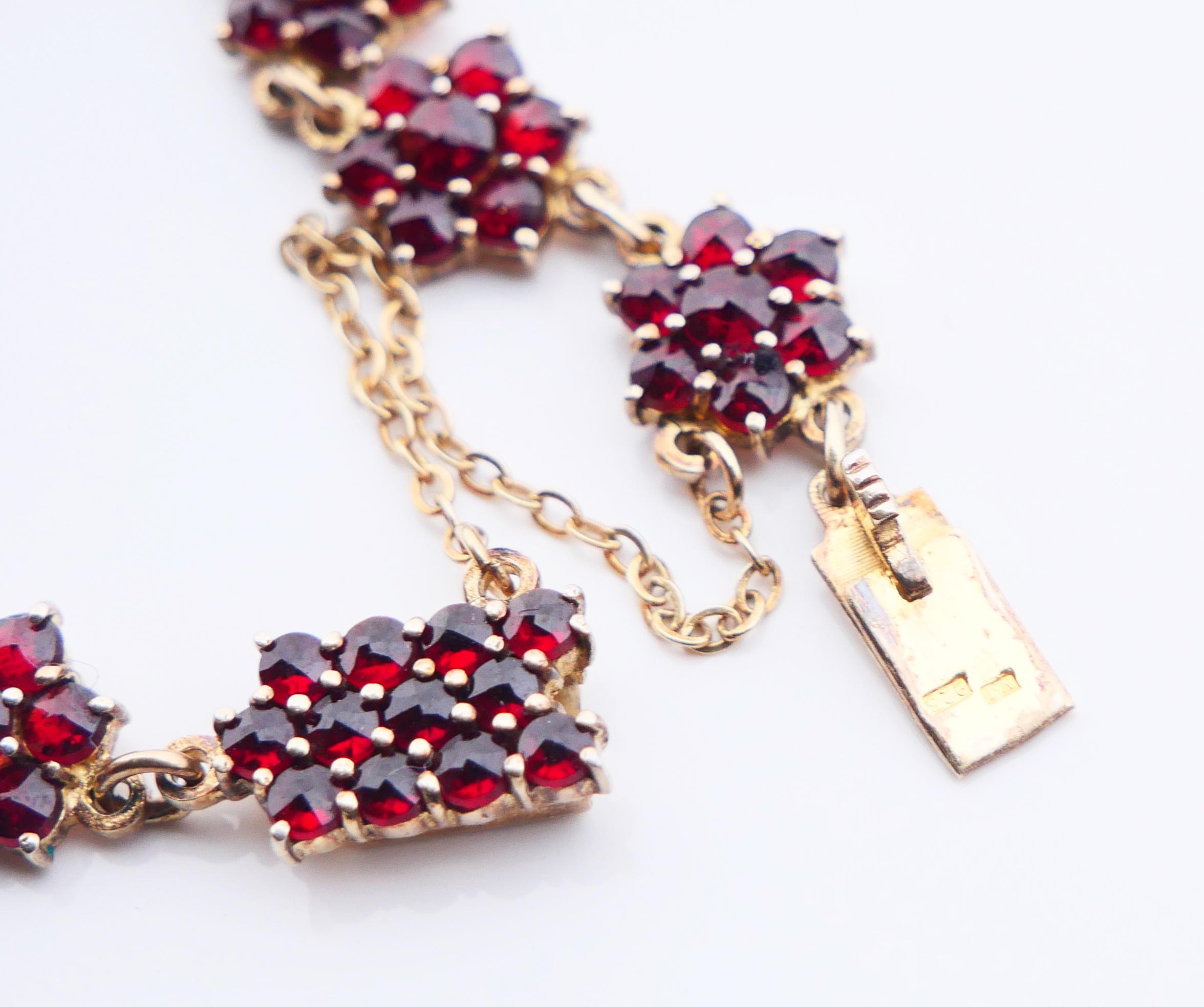 Antique Bohemian Bracelet Garnets Gilt Silver 17 cm/ 11.7 gr For Sale 4