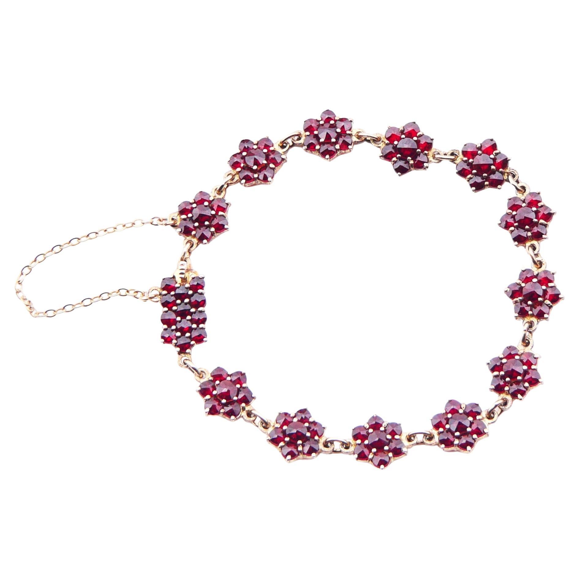 Antique Bohemian Bracelet Garnets Gilt Silver 17 cm/ 11.7 gr