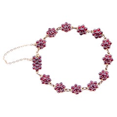 Antique Bohemian Bracelet Garnets Gilt Silver 17 cm/ 11.7 gr