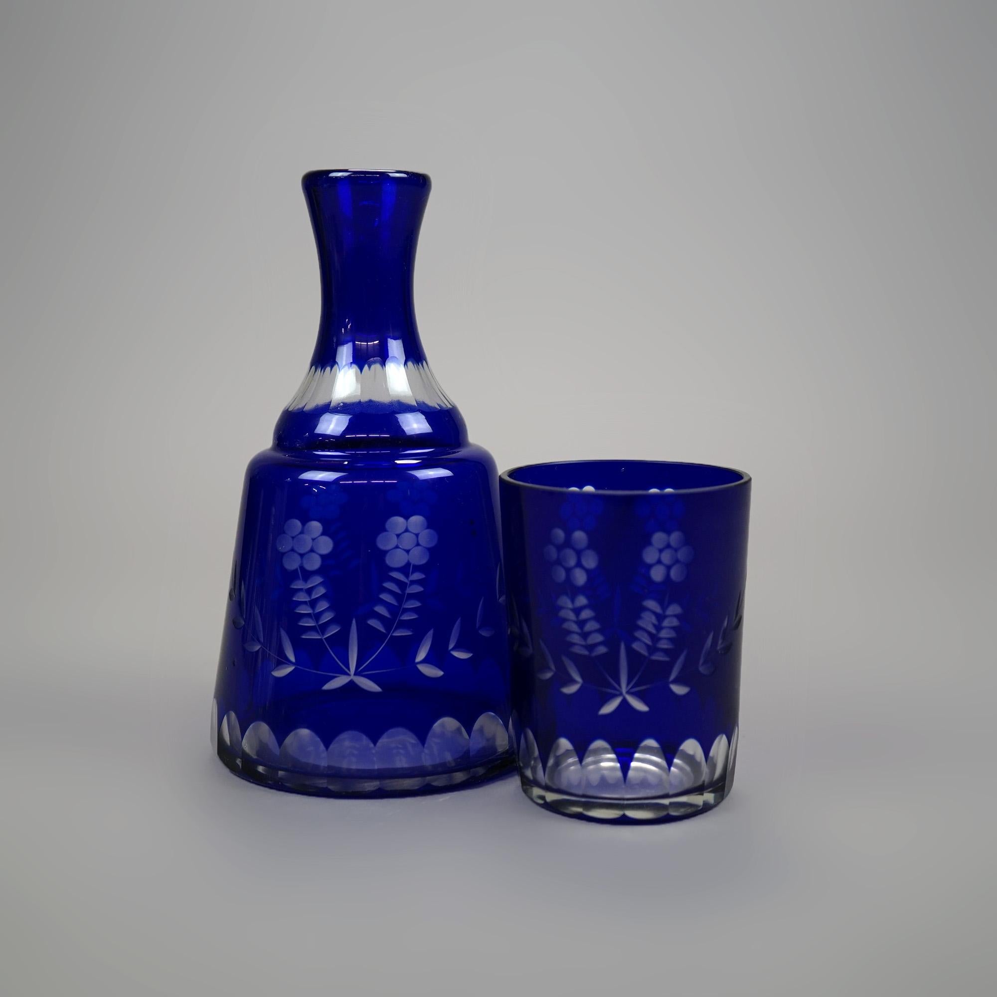 bohemian cobalt blue cut glass