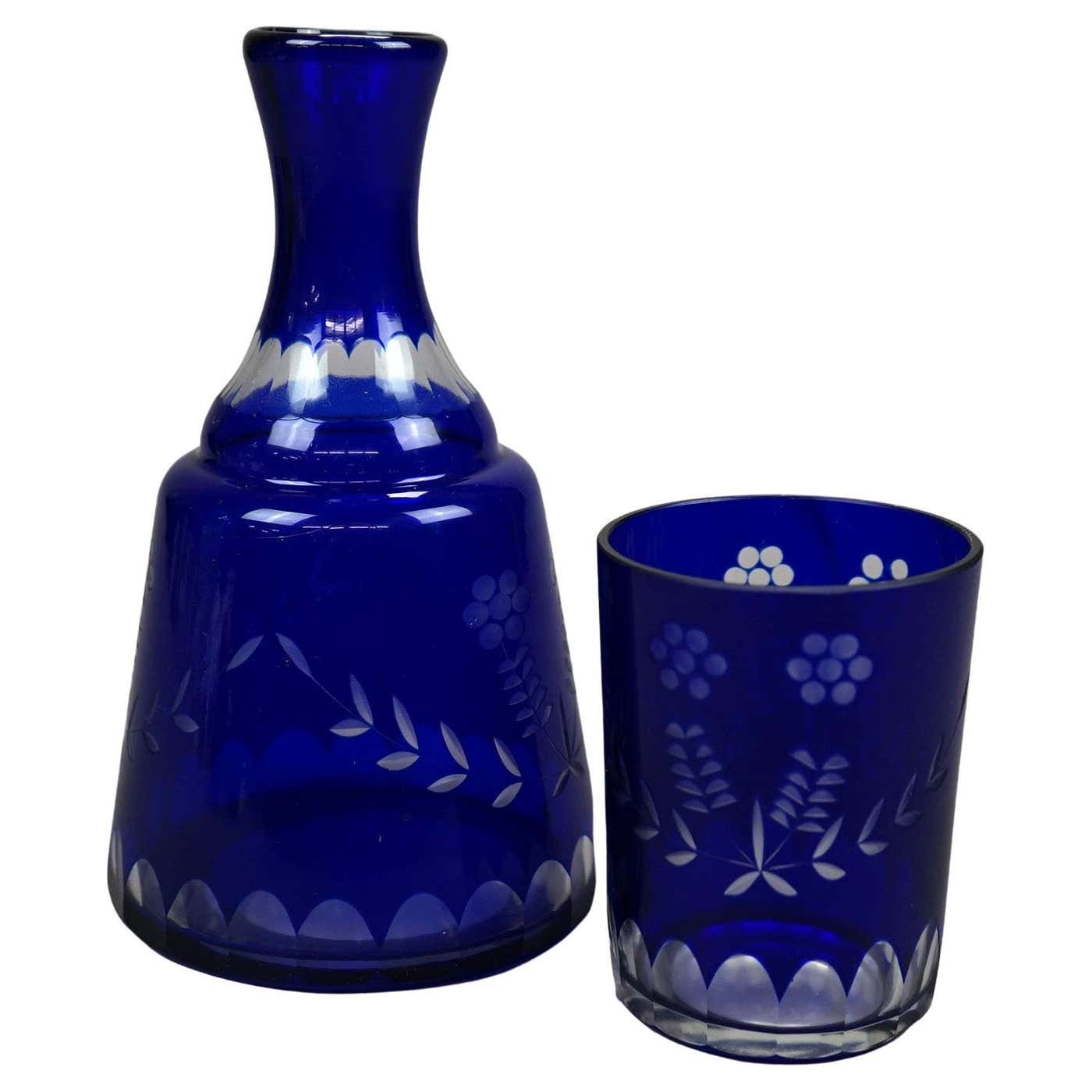 Antique Bohemian Cobalt Cut to Clear Tumble Up Set, circa 1920 For Sale ...