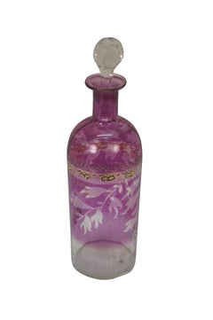 Antique Bohemian Cranberry Art Glass Liquor Wine Decanter Bottle 10"