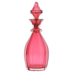 Antique Bohemian Cranberry Crystal Glass Perfume Bottle by Moser, 19th Century