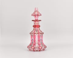 Antique Bohemian Cranberry Enameled Glass Perfume Bottle, 19th Century