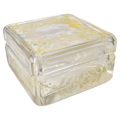 Antique Bohemian Crystal Box with Engraved and Gilt Floral Motifs by Moser
