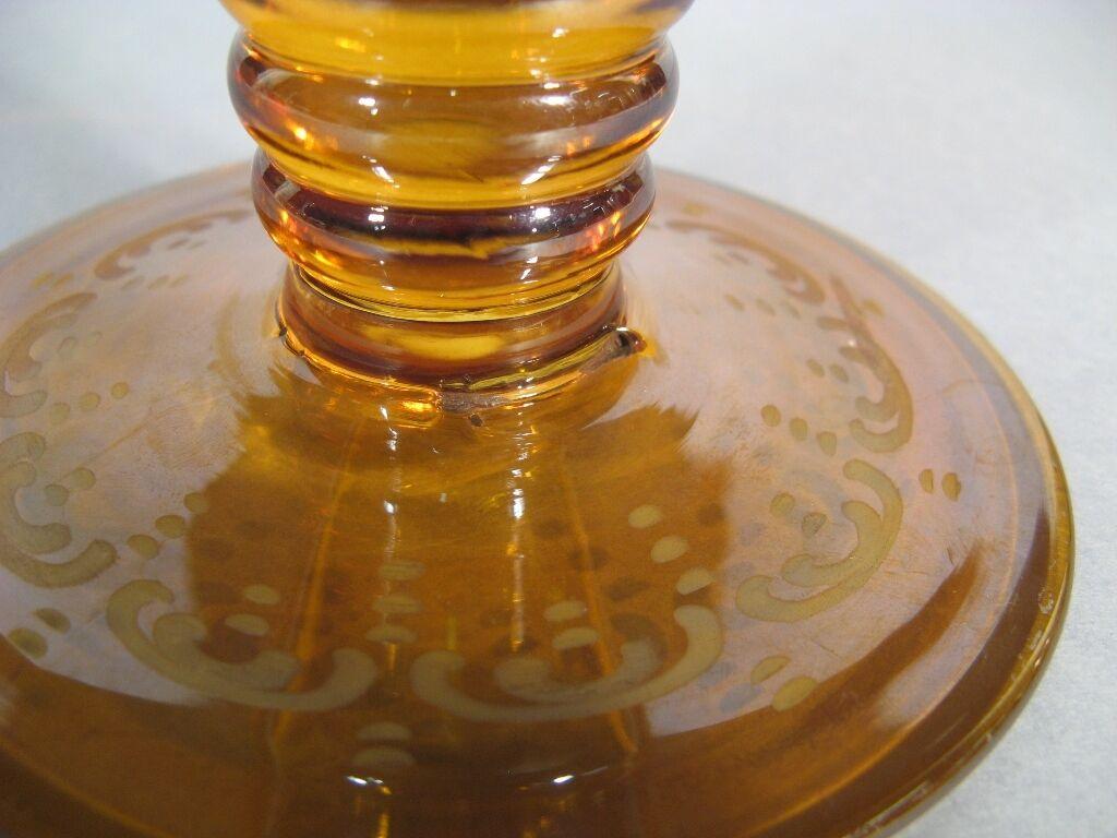 Empire Antique Bohemian Crystal Cornet Vase (Early 20th Century) - Etched Castle -1Y10