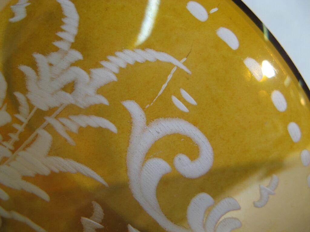 Mid-20th Century Antique Bohemian Crystal Cornet Vase (Early 20th Century) - Etched Castle -1Y10