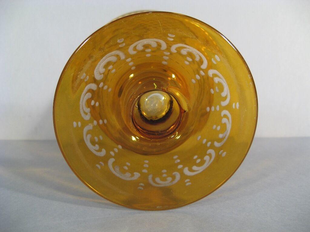Antique Bohemian Crystal Cornet Vase (Early 20th Century) - Etched Castle -1Y10 1