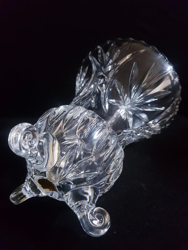 Art Deco Antique Bohemian Crystal Cut Vase  For Sale