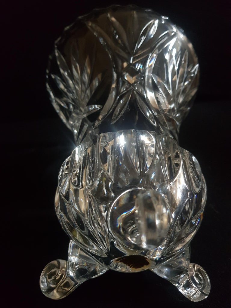 Czech Antique Bohemian Crystal Cut Vase  For Sale