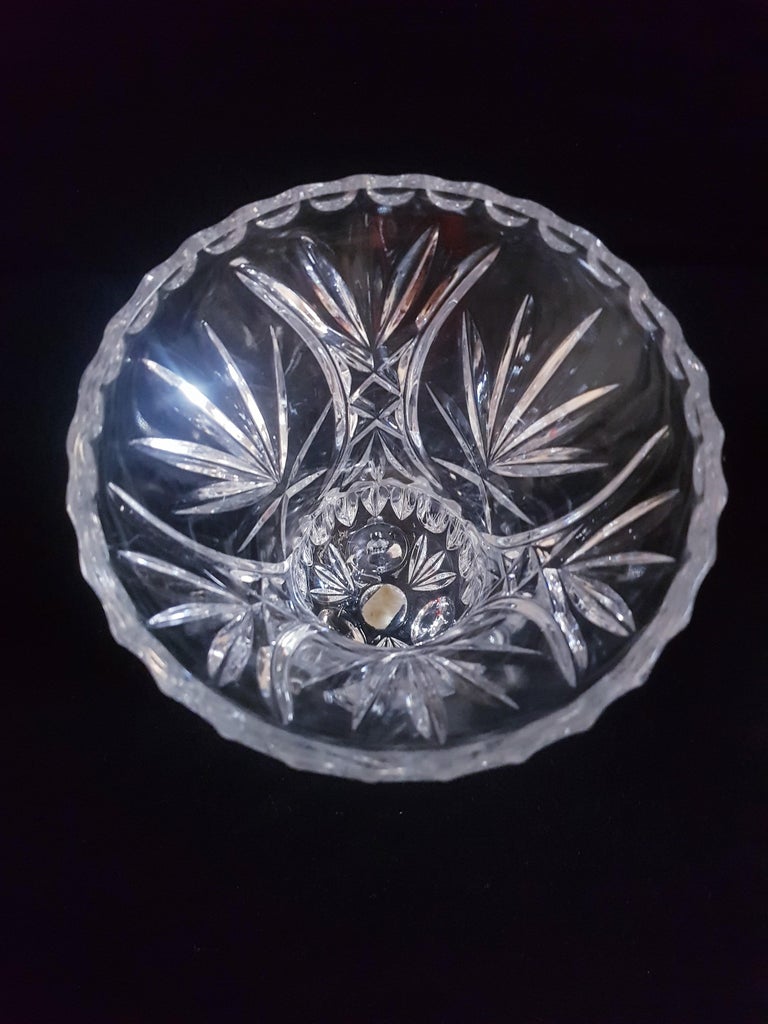 Antique Bohemian Crystal Cut Vase  In Excellent Condition For Sale In Grantham, GB
