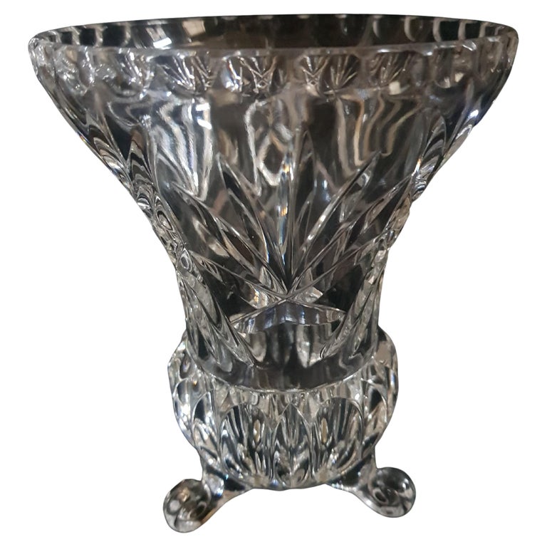 Antique Bohemian Crystal Cut Vase  For Sale