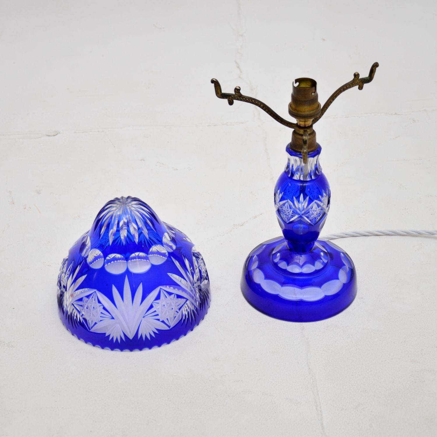 Début du 20ème siècle Ancienne lampe de table, vase et plat en cristal de Bohème en vente