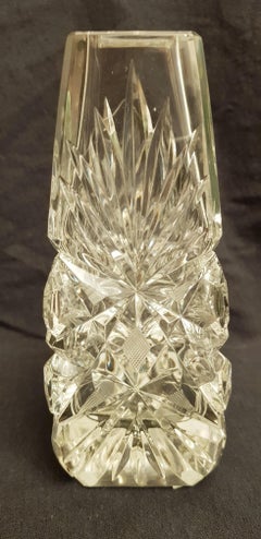 Antique Bohemian Crystal Hand Fine Cut Vase