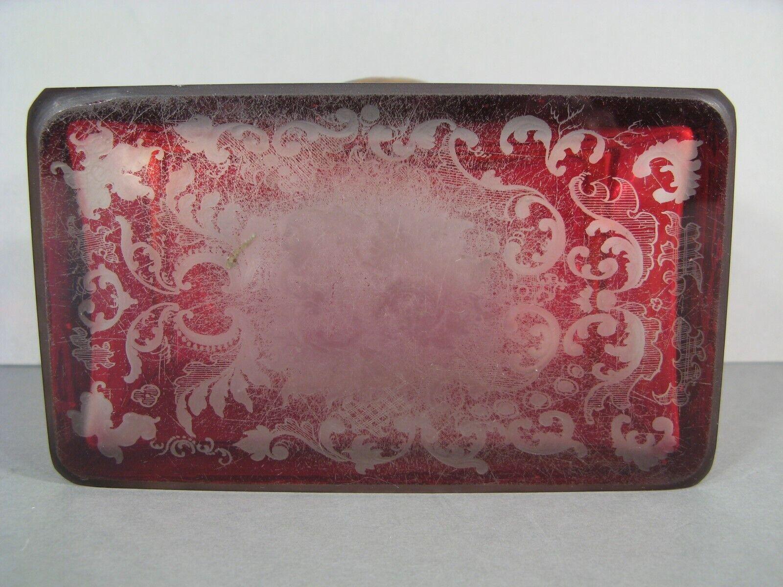 Antique Bohemian Crystal Jewelry Box, Napoleon III Era - 1Y209 5