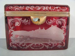 Antique Bohemian Crystal Jewelry Box, Napoleon III Era - 1Y209