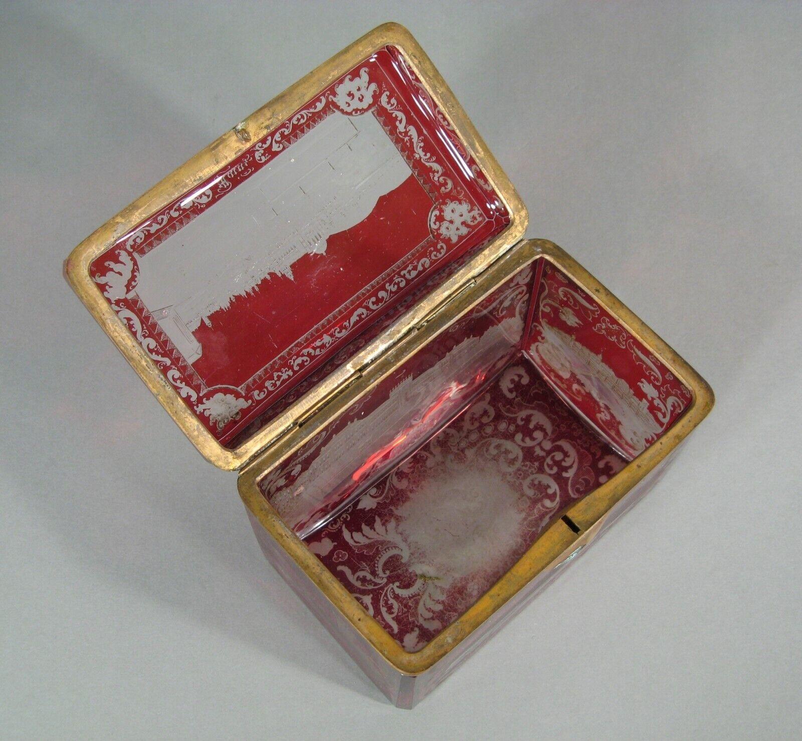 Empire Antique Bohemian Crystal Jewelry Box, Napoleon III Era - 1Y209