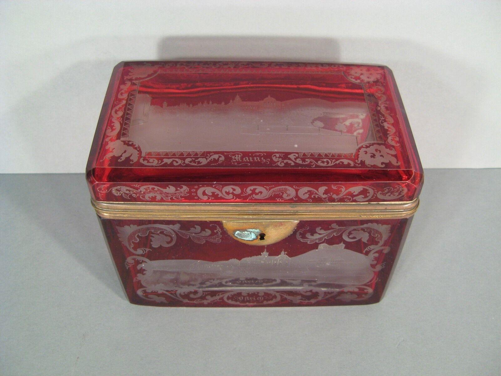 French Antique Bohemian Crystal Jewelry Box, Napoleon III Era - 1Y209