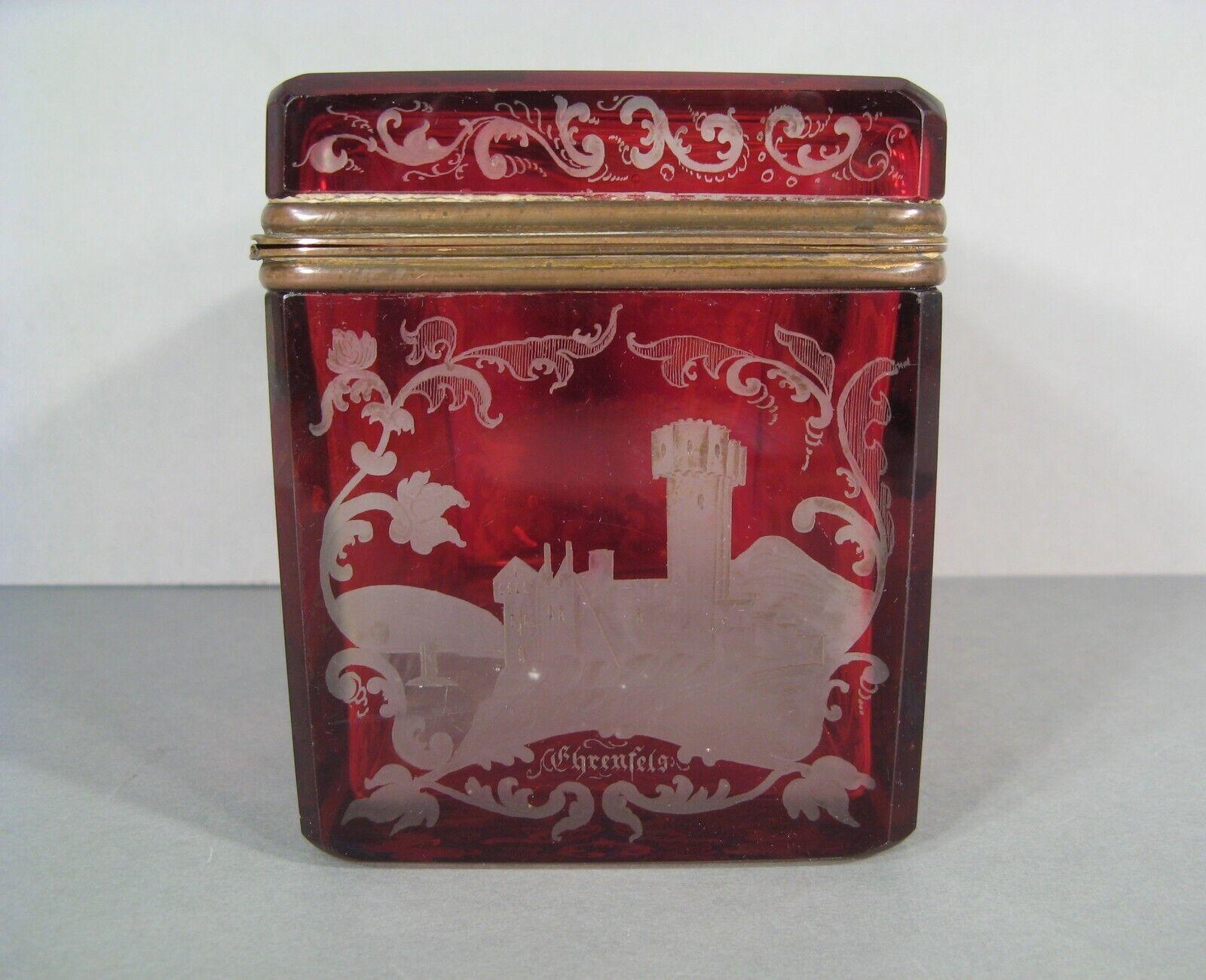 19th Century Antique Bohemian Crystal Jewelry Box, Napoleon III Era - 1Y209