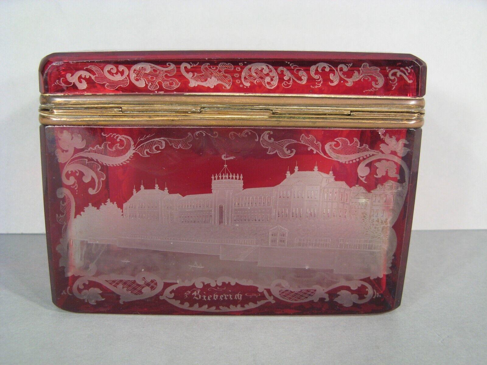 Brass Antique Bohemian Crystal Jewelry Box, Napoleon III Era - 1Y209