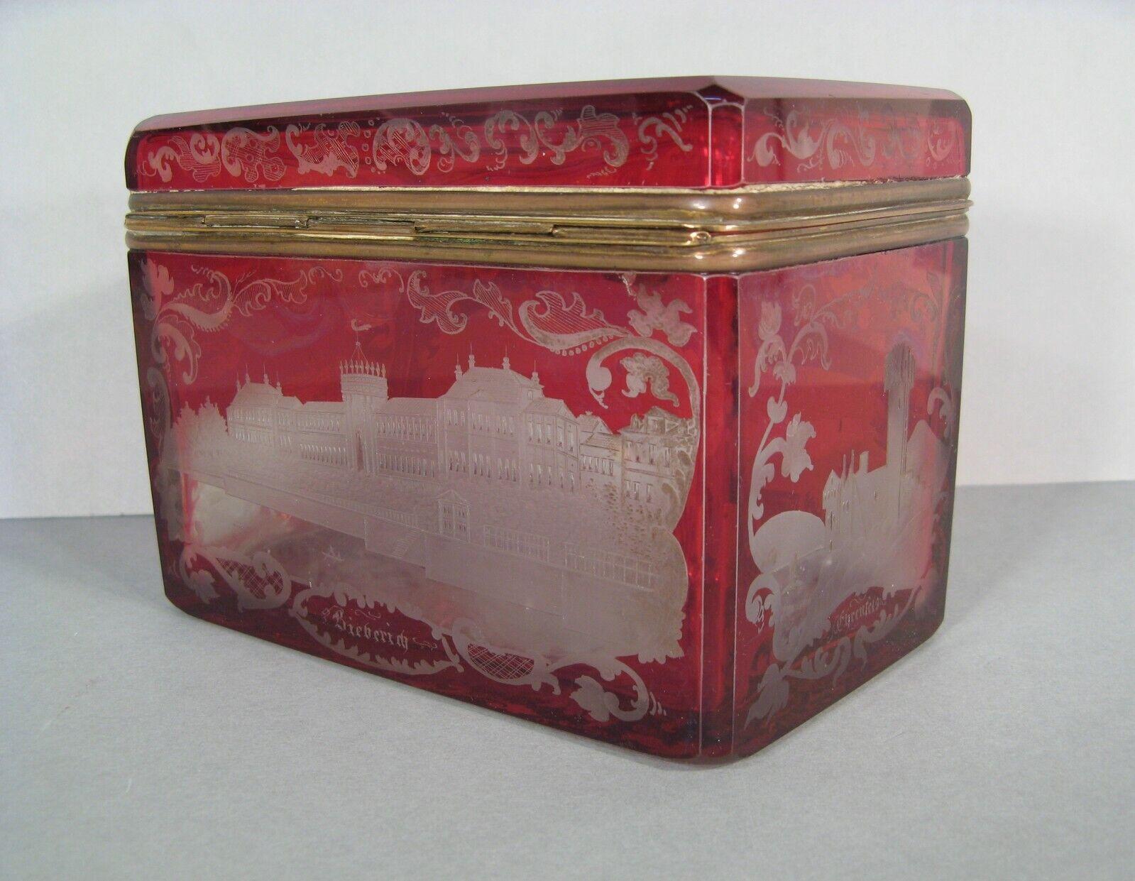 Antique Bohemian Crystal Jewelry Box, Napoleon III Era - 1Y209 1