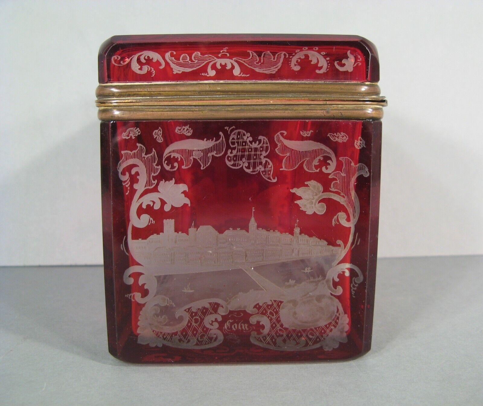 Antique Bohemian Crystal Jewelry Box, Napoleon III Era - 1Y209 2