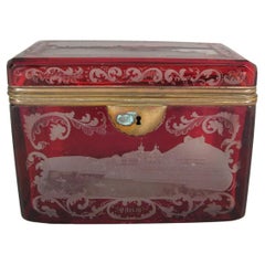 Antique Bohemian Crystal Jewelry Box, Napoleon III Era - 1Y209