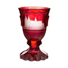Antique Bohemian Cut Glass Ruby Red Goblet