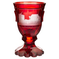 Antique Bohemian Cut Glass Ruby Red Goblet