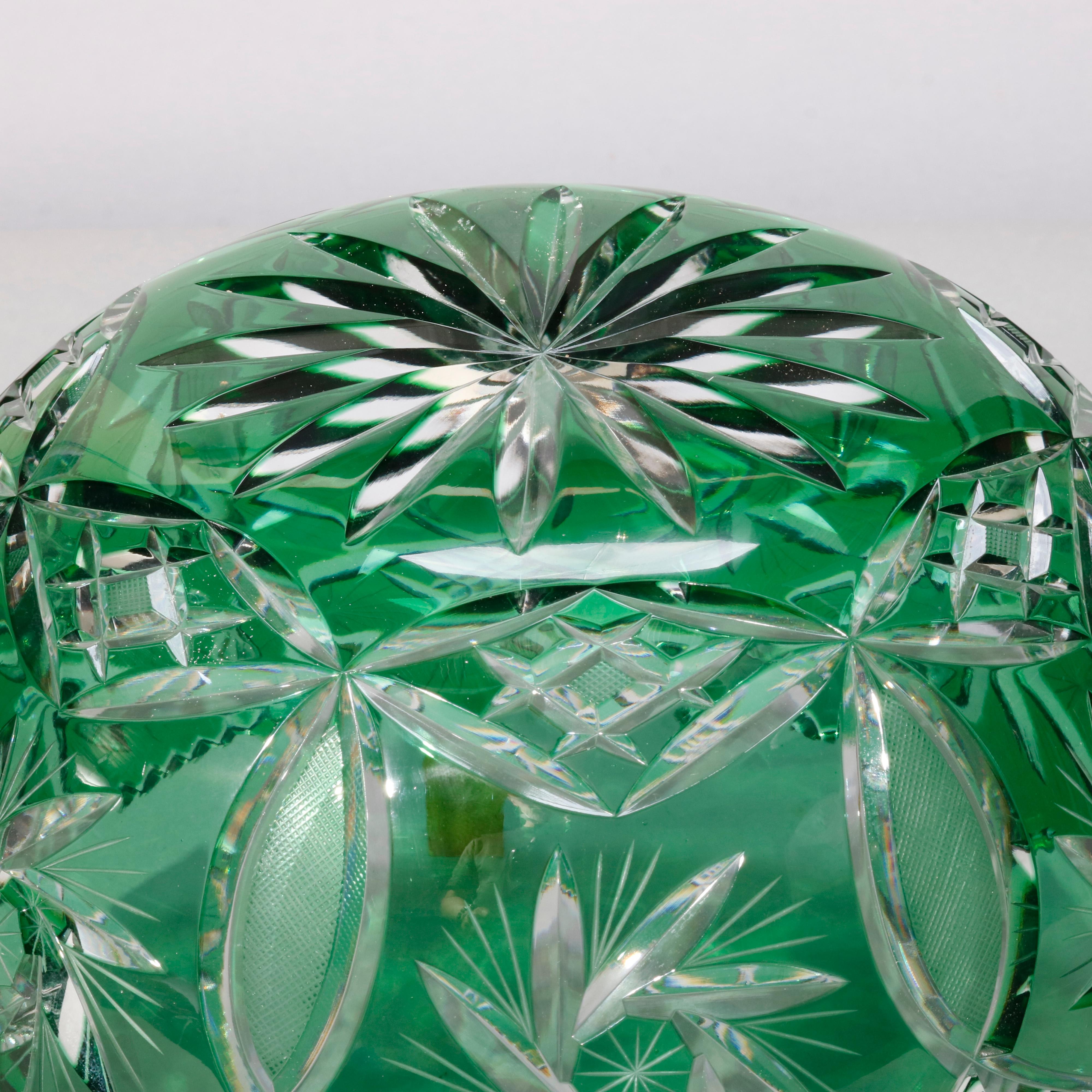green cut glass bowl