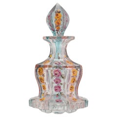 Antique Bohemian Enameled Galss Perfume Bottle by Moser, 19th Century Crystal