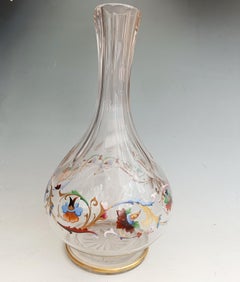 Antique Bohemian Enamelled Glass Vase Hookah Base 19th C Vintage Decorative Art