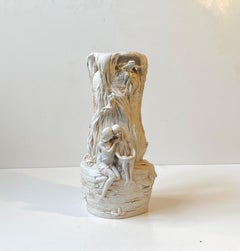 Antique Bohemian Enchanted Fairy Tail Tree Trunk Vase in Porcelain - Bisque