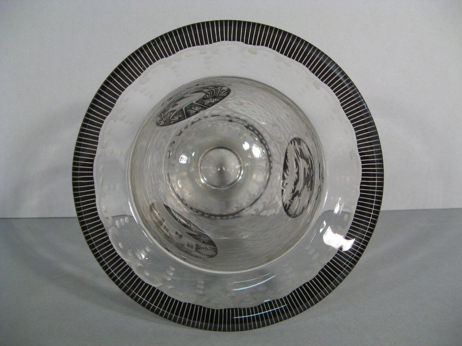 Antico vaso di cristallo inciso di Boemia con motivi di castelli, cervi e uccelli - 1Y126 3