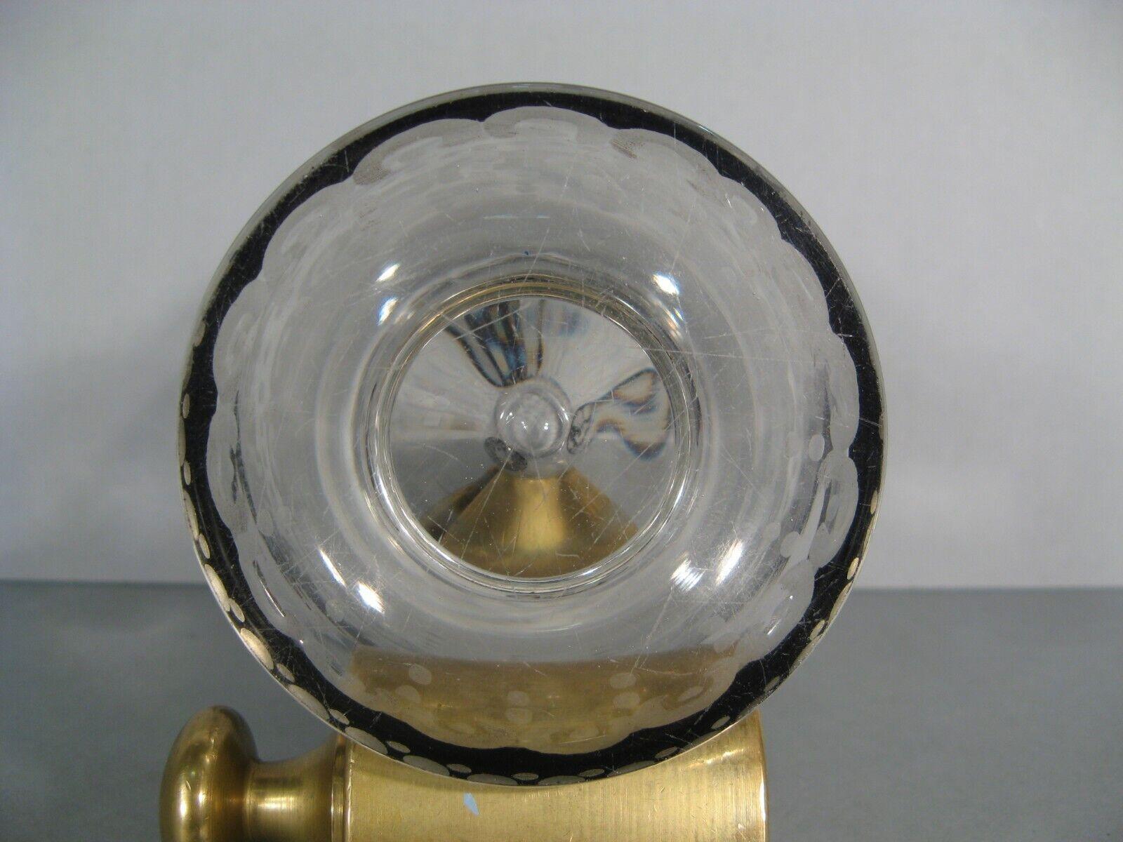 Antico vaso di cristallo inciso di Boemia con motivi di castelli, cervi e uccelli - 1Y126 5