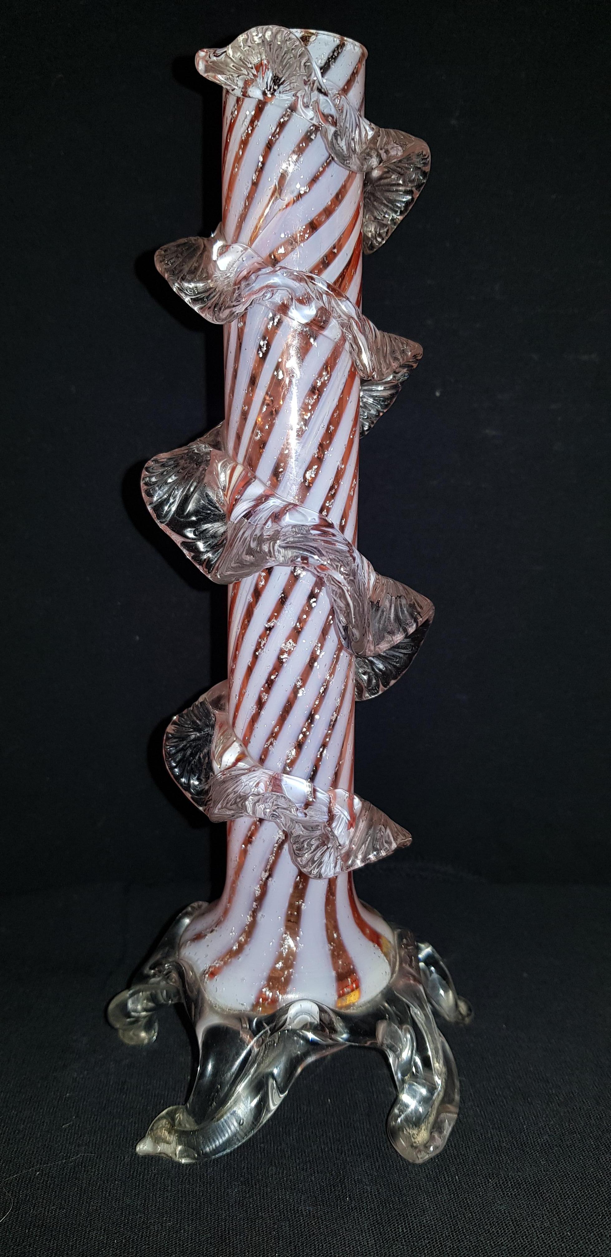 Art Nouveau Antique Bohemian Franz Welz Candleholder '1900-1910' with silver leaf For Sale