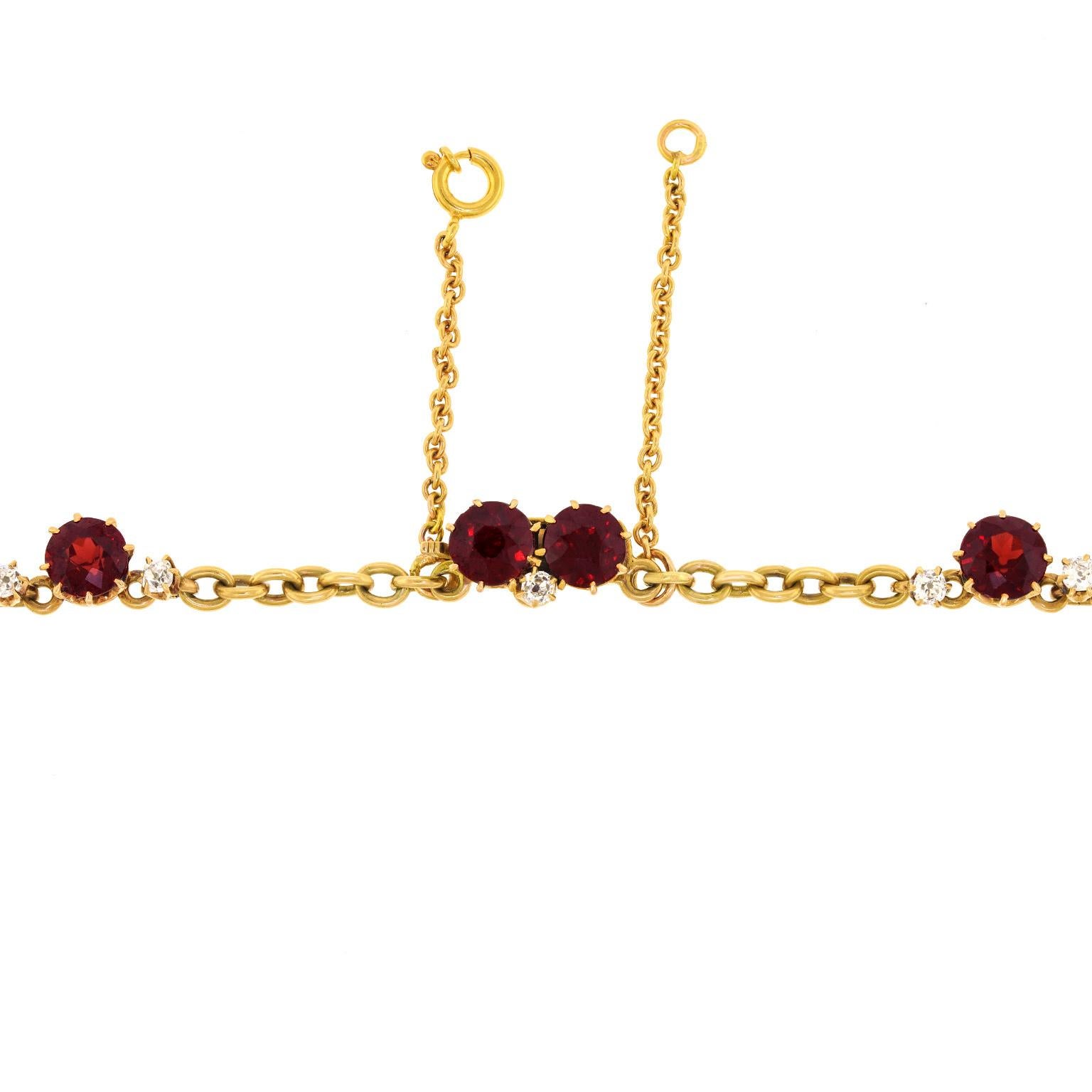 Antique Bohemian Garnet and Diamond Necklace 18k, C1880s 3