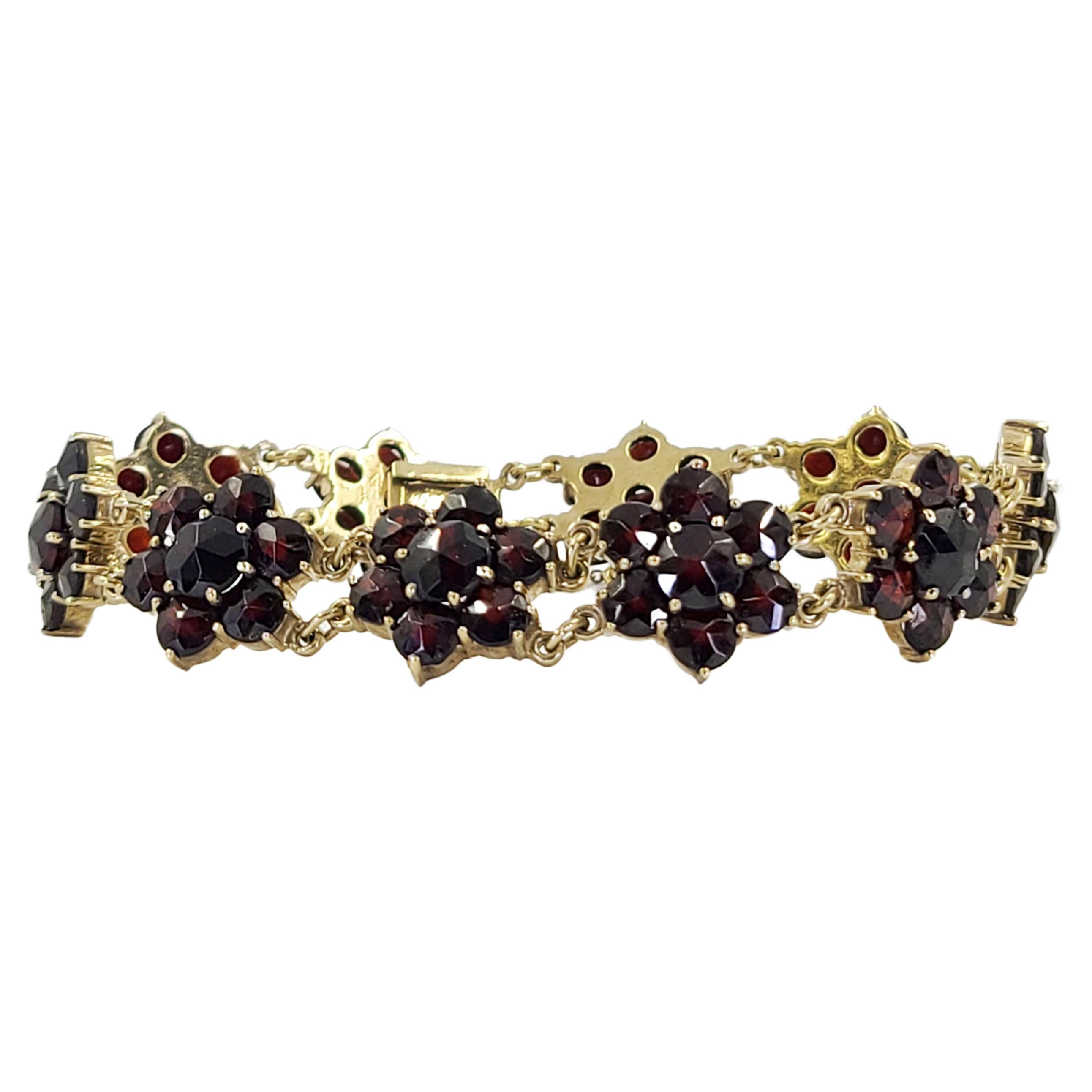 Antique Bohemian Garnet Flower Bracelet For Sale