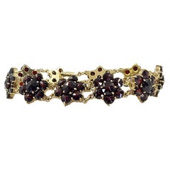 Antique Bohemian Garnet Flower Bracelet