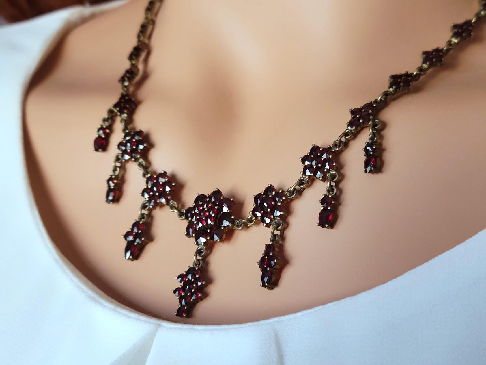 Victorian Antique Bohemian Garnet Necklace For Sale